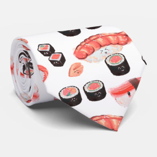 Gravata Incrível padrão Sushi com expressões Kawaii