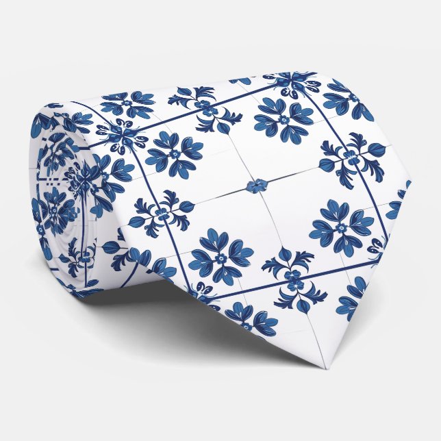 Gravata Indigo Azulejo Blue Portuguese Lisbon Decorative (Rolled)