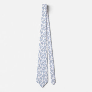 Gravata Indigo Blue Étnic Floral Impressão Unisex Necktie