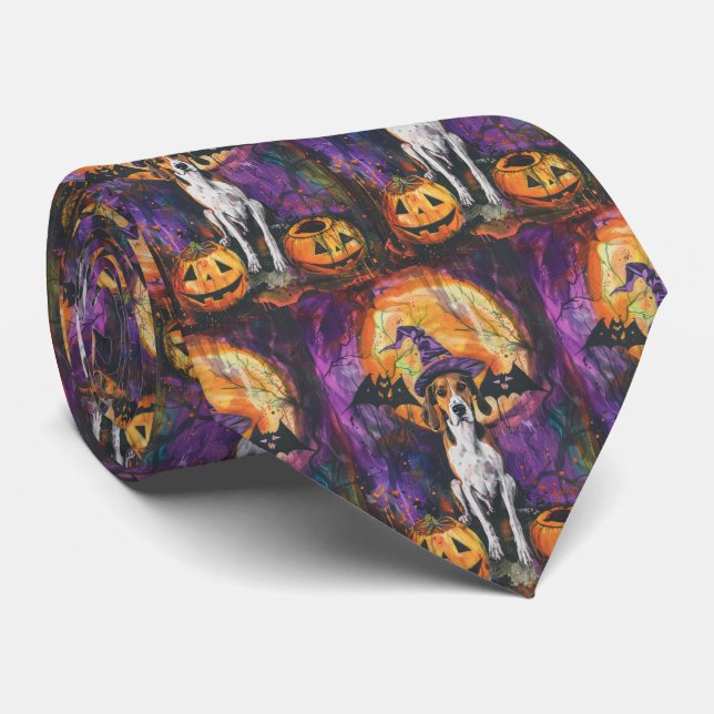 Gravata Inglês Americano Foxhound Halloween Pumpkin (Rolled)