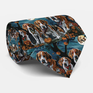 Gravata Inglês Americano Foxhound Halloween Spooky