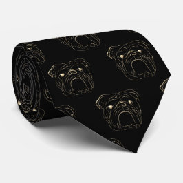 Gravata Inglês Buldogue Negro e Dourado