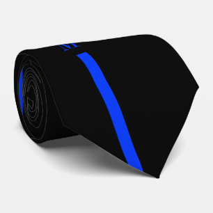 Gravata Iniciais Personalizados de Polícia de Linha Azul 