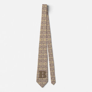 Gravata Inicial Monograma B Floral Vintage Elegante 