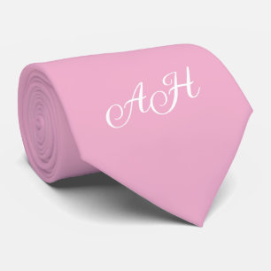 Gravata Inicial Pink para Noivos Monograma Monogramado 