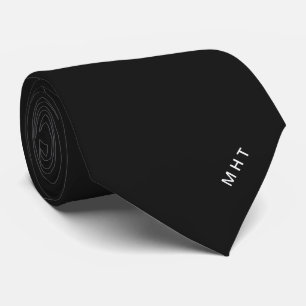 Gravata Inicials Minimalistas Modernas em Preto e Branco M