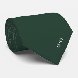 Gravata Inicials Minimalistas Monograma Moderno em Verde C