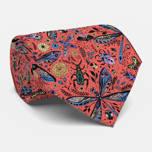 Gravata Insetos de porta em vermelho-coral