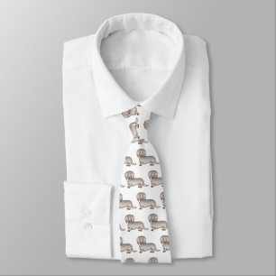 Gravata Isabella E Tan Long Hair Dachshund Dog Pattern