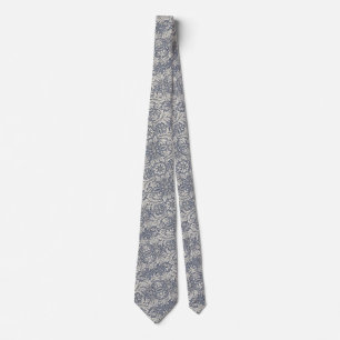 Gravata Italiana Renascença Azul Cinza Damask