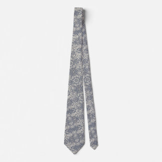 Gravata Italiana Renascença Azul Cinza Damask