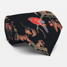 Gravata Ito Jakuchu Red Parrot no Branch Japonês