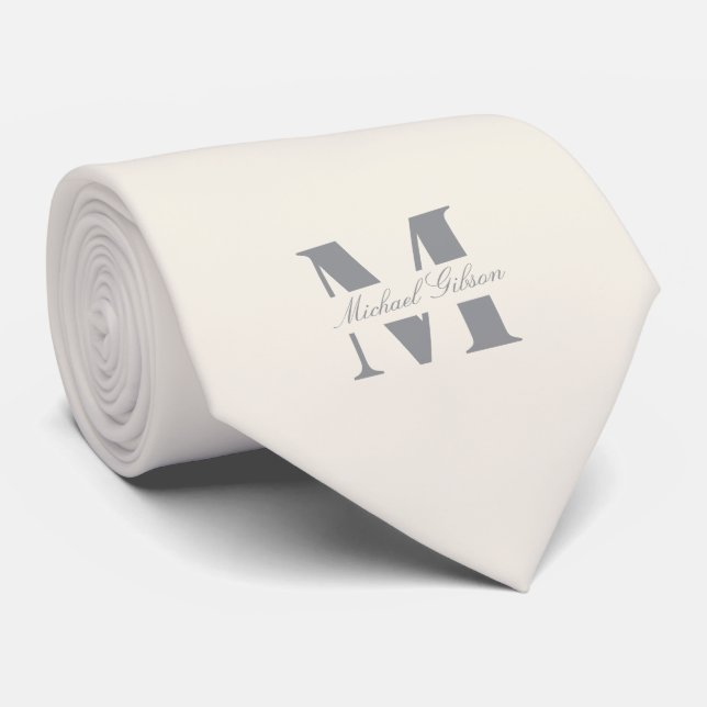 Gravata Ivory Cream | Custom Monogram Wedding Groomsmen  (Rolled)