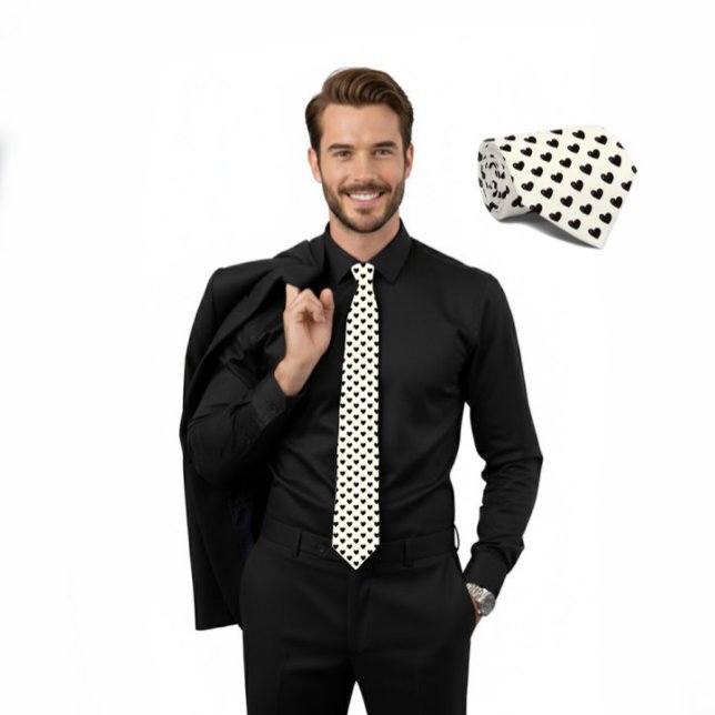 Gravata Ivory Tie with Small Black Heart Pattern (Criador carregado)