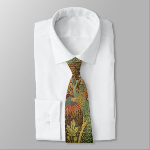 Gravata Jacquard floral vitoriano de Peacock e folha de av