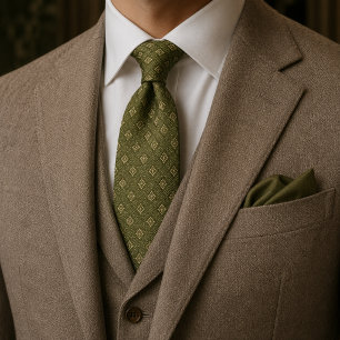 Gravata Jacquard Soft Olive Estate   Luxo Dinheiro