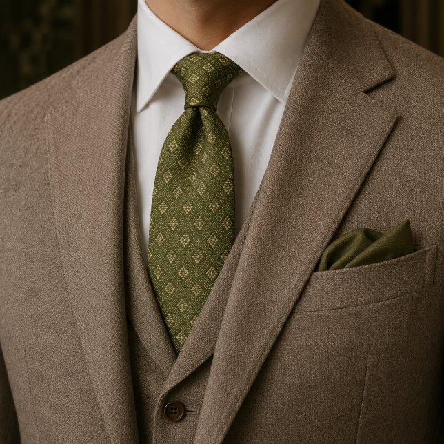 Gravata Jacquard Soft Olive Estate | Luxo Dinheiro (Criador carregado)