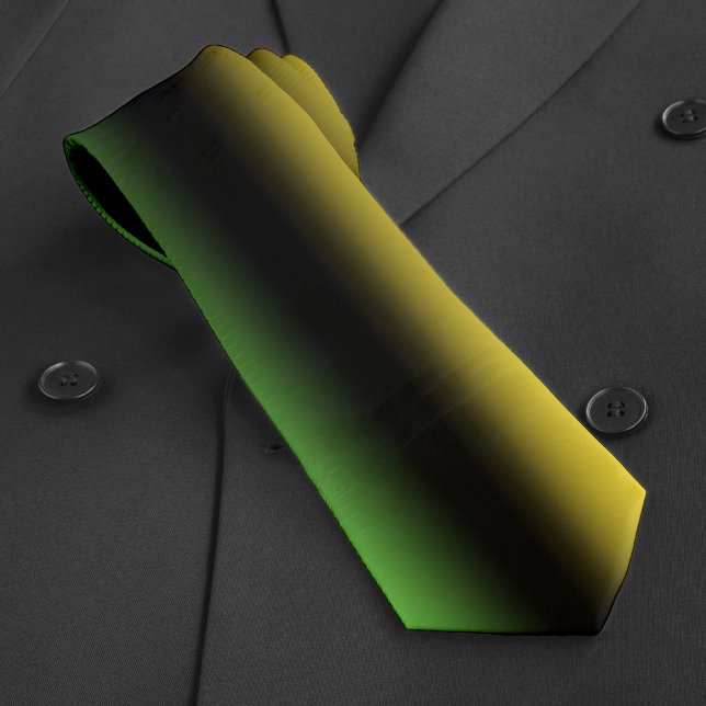 Gravata Jamaica Colors Gradient Ombre Verde Preto e Dourad (Jamaica Colors Gradient Ombre Green Black & Gold Neck Tie)