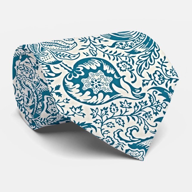 Gravata Jardim Azul-Teal (Rolled)