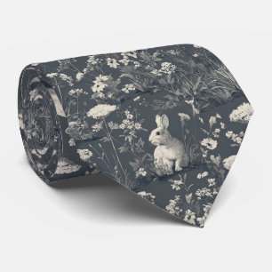 Gravata Jardim de Coelhos Padrão Toile Preto Botânico