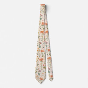 Gravata Jardim de flores silvestres aquarela Primavera Pra