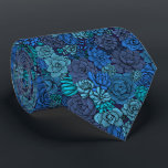 Gravata Jardim de sucata em azul<br><div class="desc">Padrão desenhado à mão com várias plantas suculentas.</div>