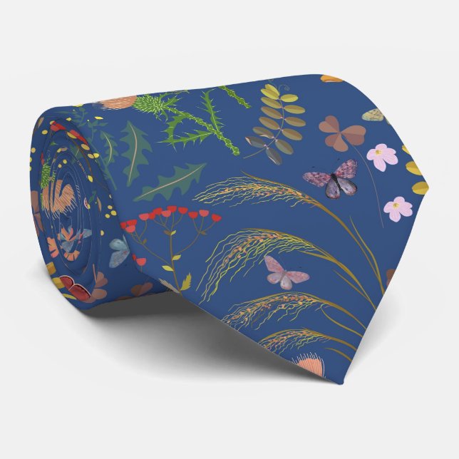 Gravata Jardim floral azul Luxurioso (Rolled)