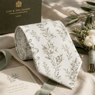 Gravata Jardim Francês Toile Botânico Eucalipto & Oliva