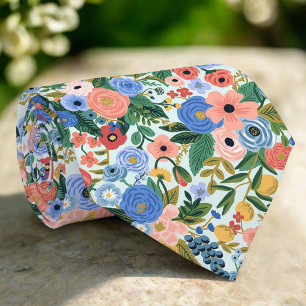Gravata Jardim Natural de Aquarela Floral Colorida
