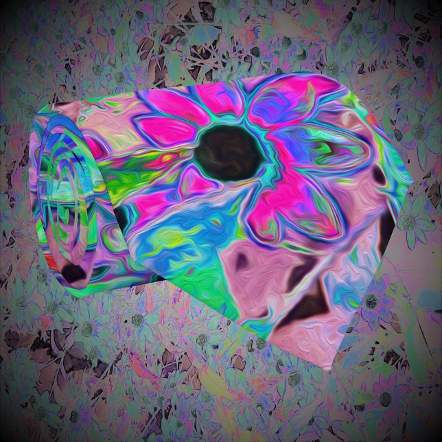 Gravata Jardim Roxo com Flores Aquamarinas Psicodélicas (Criador carregado)