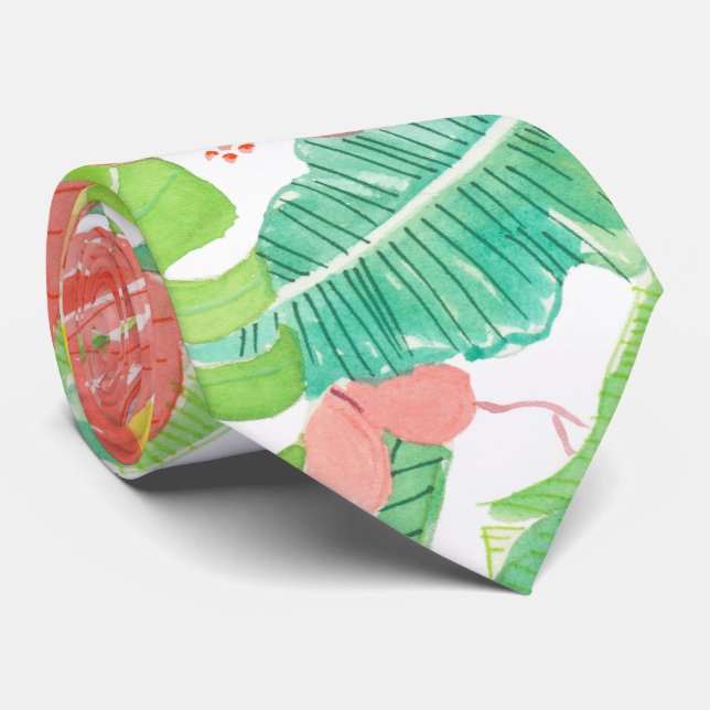 Gravata Jardim tropical, hibiscus plumeria e palmeiras (Rolled)