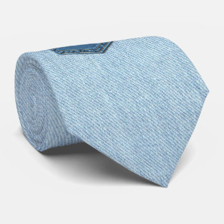 Gravata Jeans Azul Denim Pocket em Forma Legal