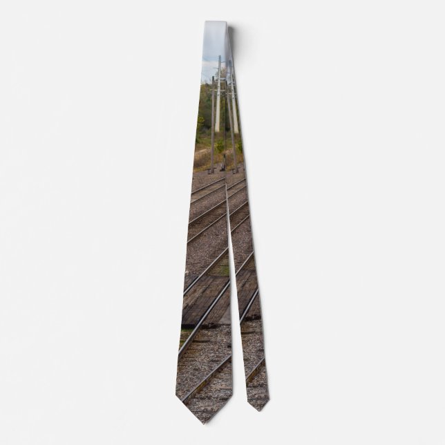 Gravata Jeff City Railroad Tracks Neck Tie (Frente)
