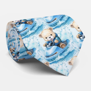 Gravata Jet Ski Blue Teddy Bear Tie