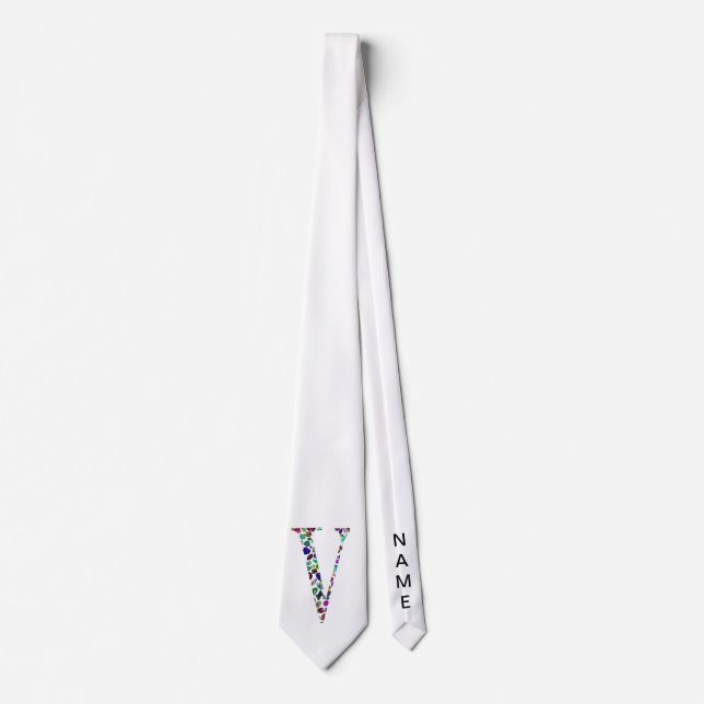 Gravata Jewelry Gemstones Monograma - Letra V (Frente)