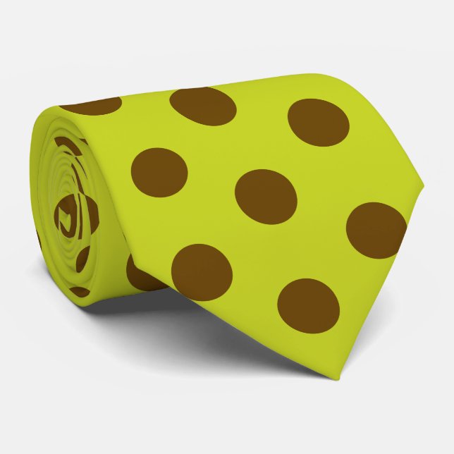 Gravata Jockey Silks Chartreuse Green & Brown Dots Derby (Rolled)
