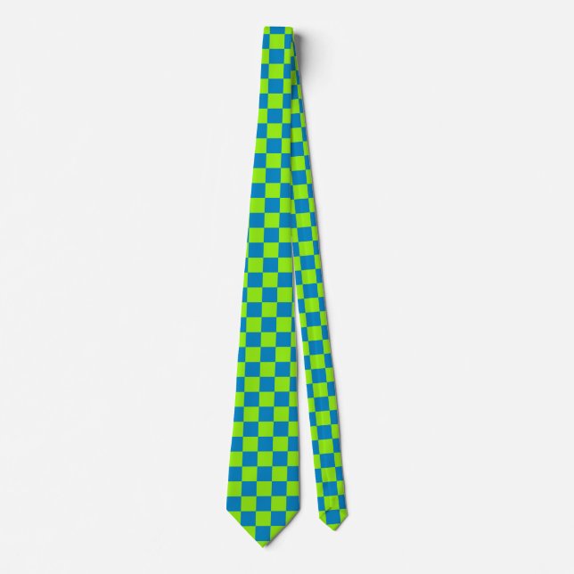 Gravata Jockey Silks Checkerboard Green and Blue Derby (Frente)