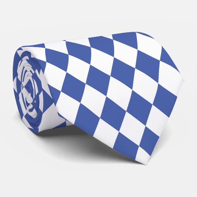 Gravata Jockey Silks Diamond Royal Blue e White Neck (Rolled)