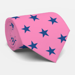 Gravata Jockey Silks Rosa com o Derby de Estrelas Azuis Fr