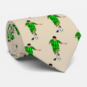 Gravata Jogadores De Futebol Kicking Ball Green Uniform