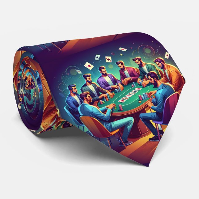 Gravata Jogo de Poker de Cartões do Cara (Rolled)