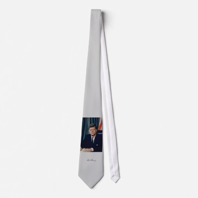 Gravata John F. Kennedy, foto a cores branco Portra da (Frente)