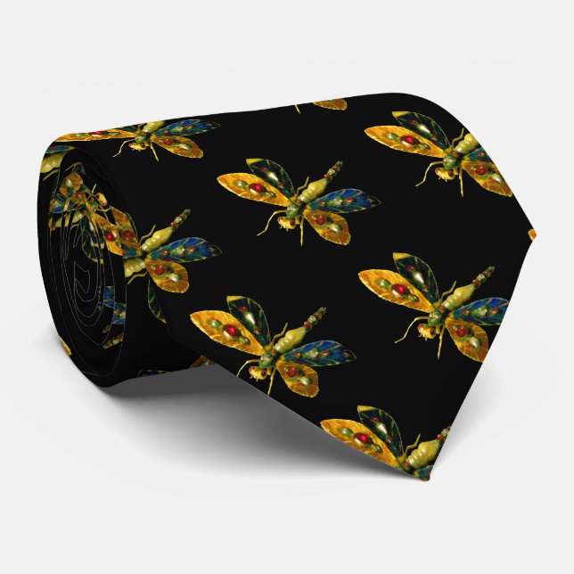 GRAVATA JOIA DRAGONFLY EM OURO ANTIQUADO COM PEDRAS PRECIO (Rolled)