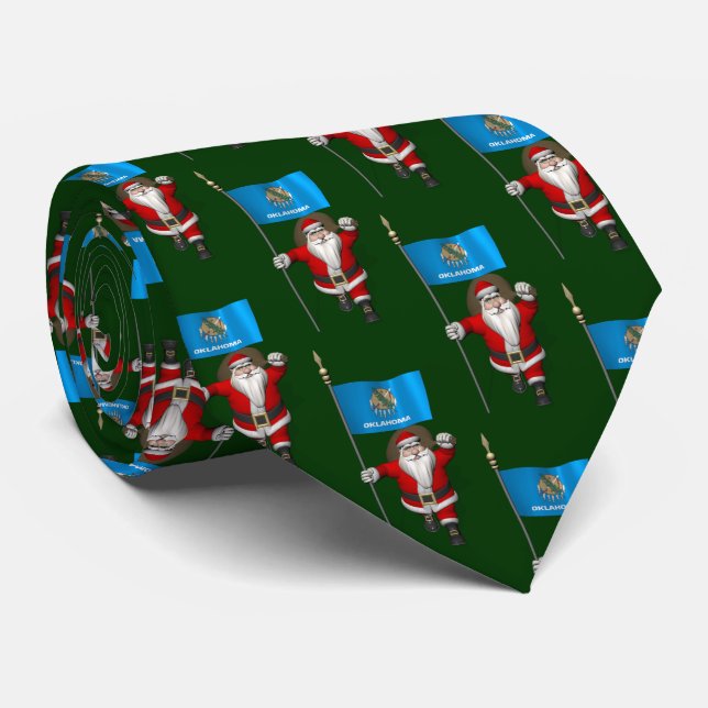 Gravata Jolly Santa Claus Com Bandeira De Oklahoma (Rolled)