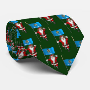 Gravata Jolly Santa Claus With Flag Of Oklahoma
