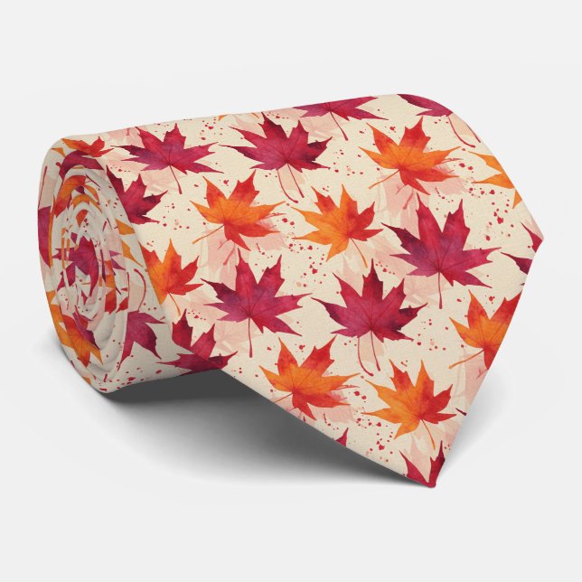 Gravata Joyful Sunset Glow Watercolor Maple Leaf (Rolled)