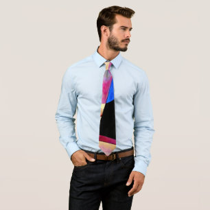 Gravata Kandinsky - Cubismo Abstrato com Pinks e Blues