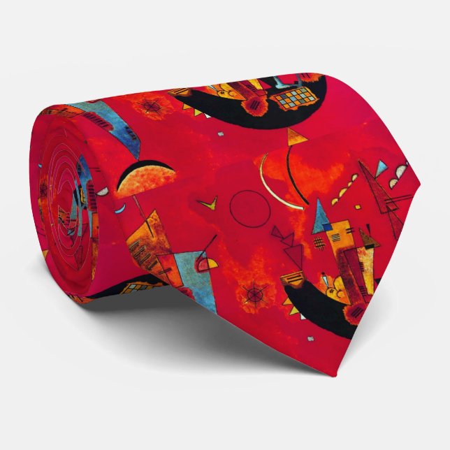 Gravata Kandinsky Mit und Gegen Red Abstrato Tie (Rolled)
