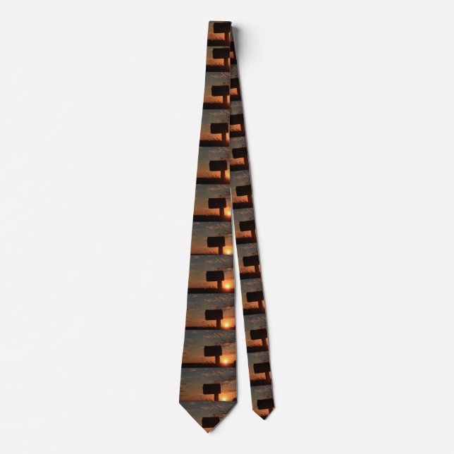 Gravata Kansas Sunset Mail Box silhueta Neck Tie (Frente)