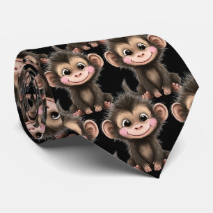 Gravata Kawaii de Macaco Fofo Engraçado